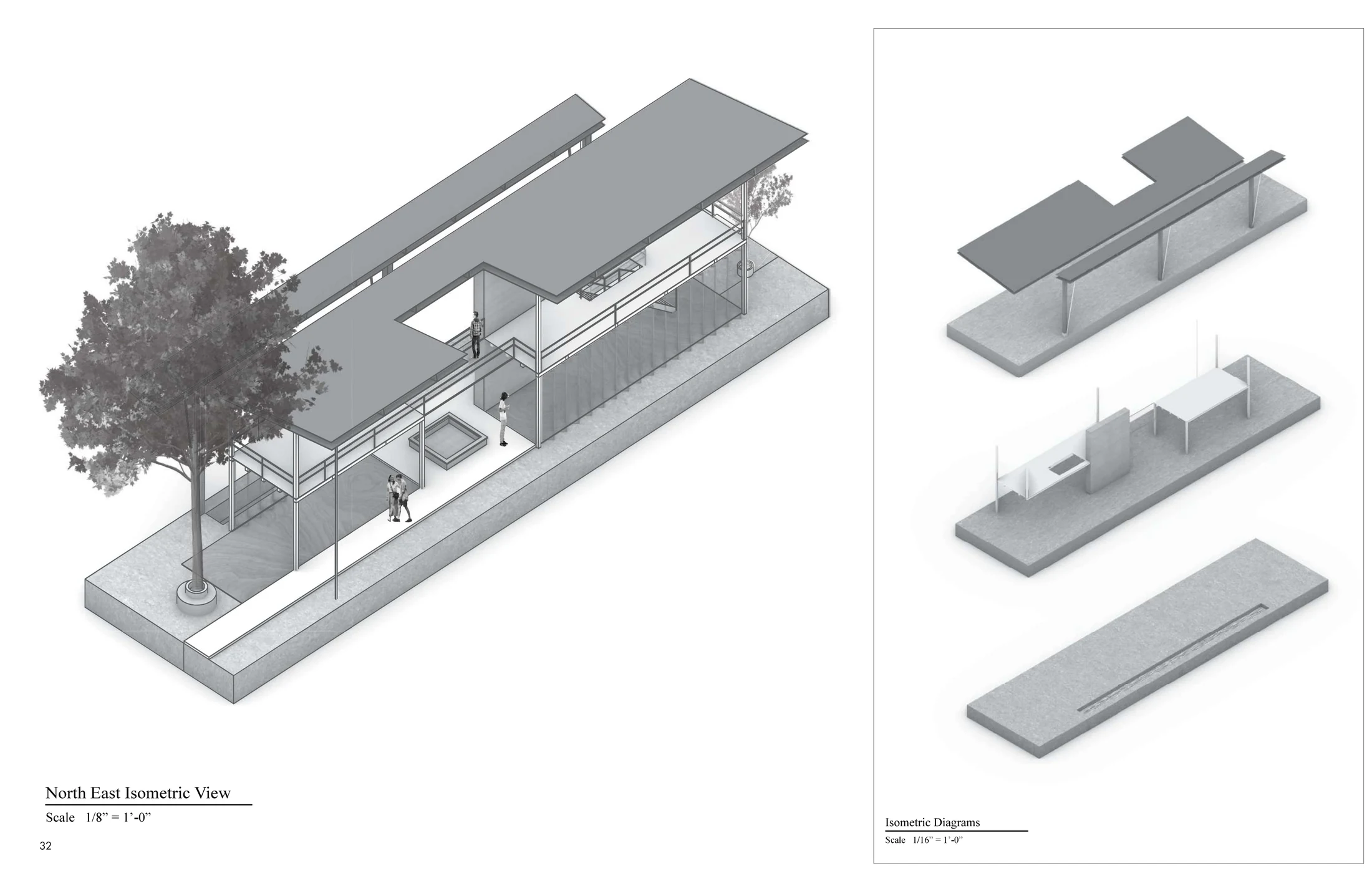 Axonometric drawing and exploded assembly