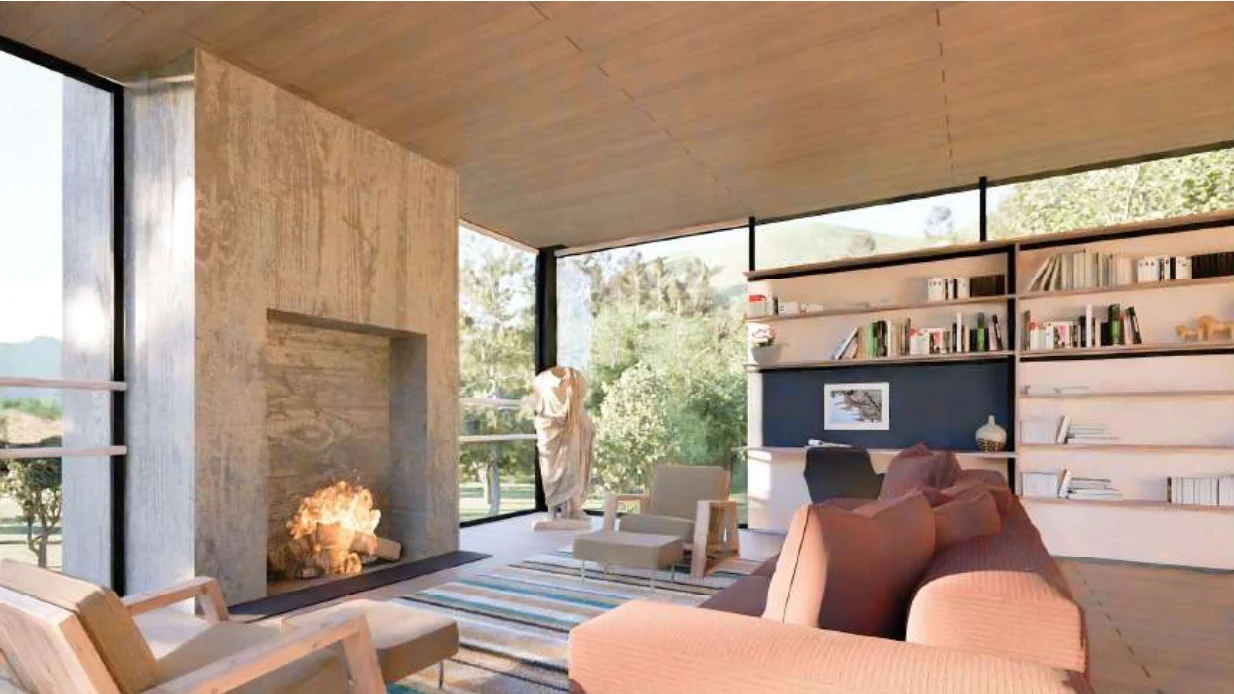 Interior Twinmotion rendering by Mayar Badi; original architecture by Olson Kundig